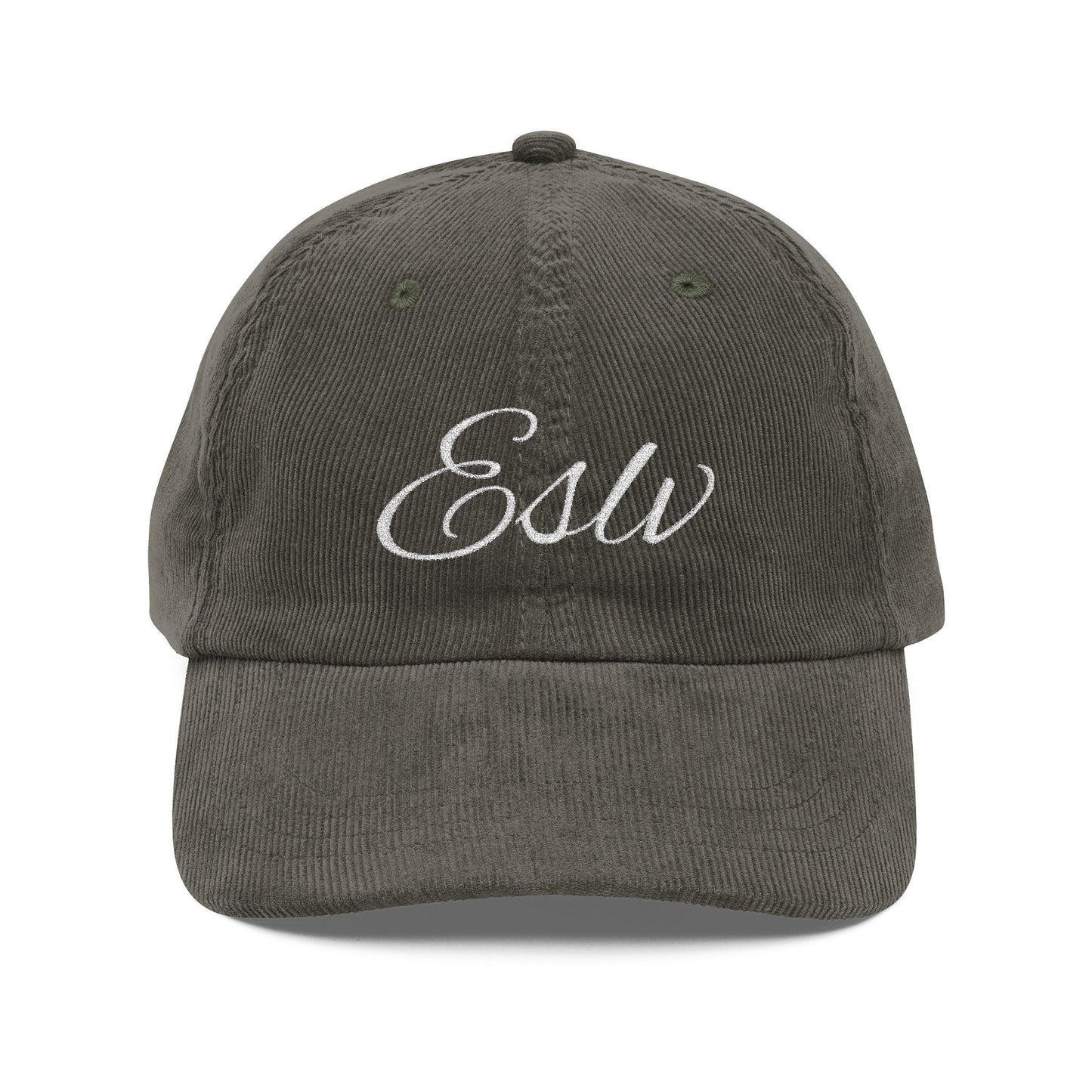 "ESLV" Corduroy Embroidered Hat