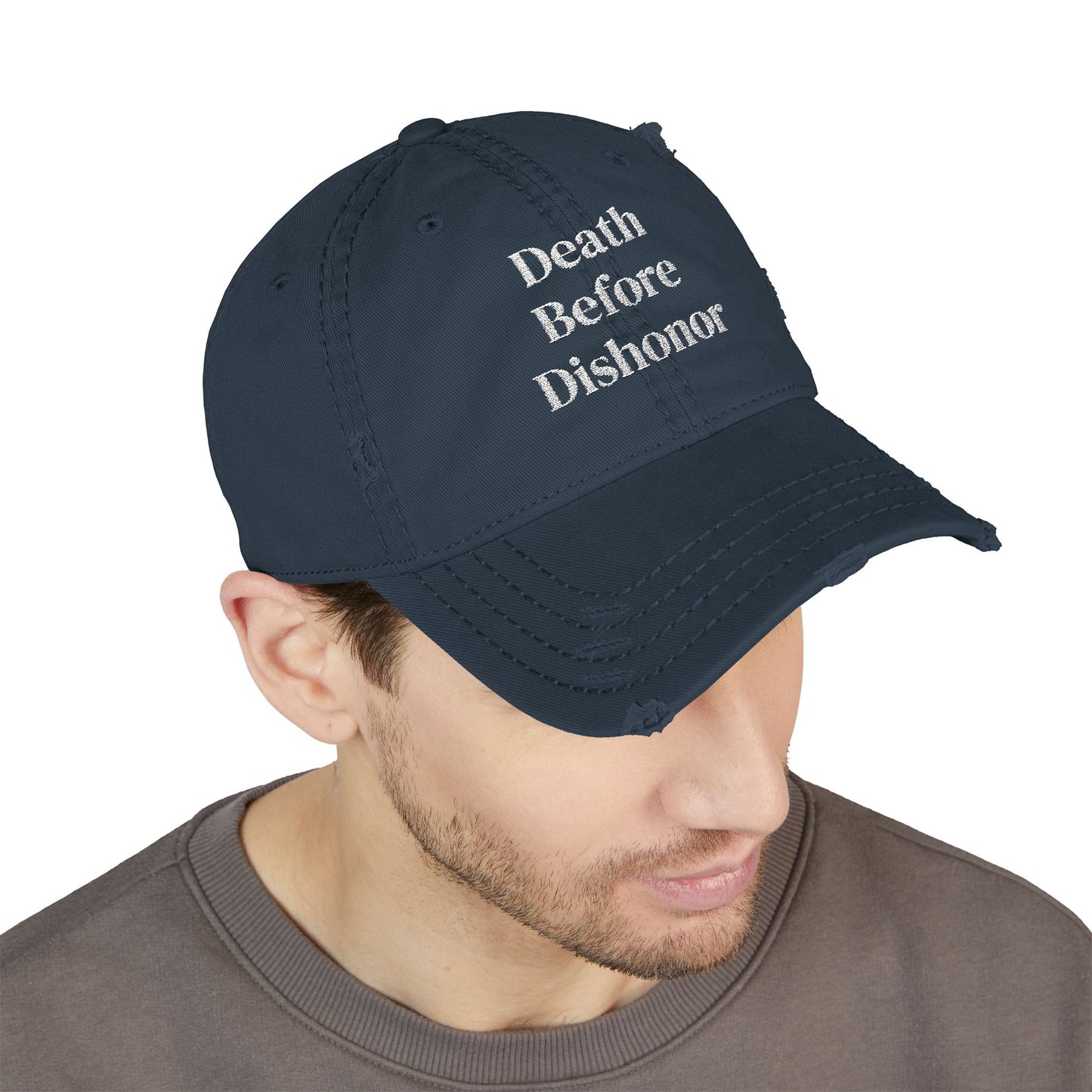 "Death Before Dishonor" Distressed Embroidered Hat