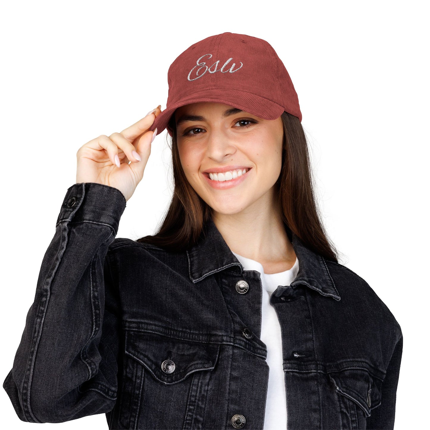 "ESLV" Corduroy Embroidered Hat