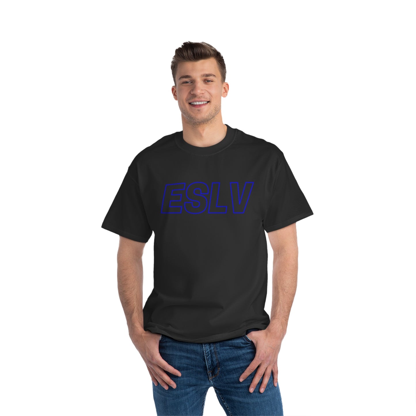 "Beefy-T® ESLV" Blue Logo T-Shirt