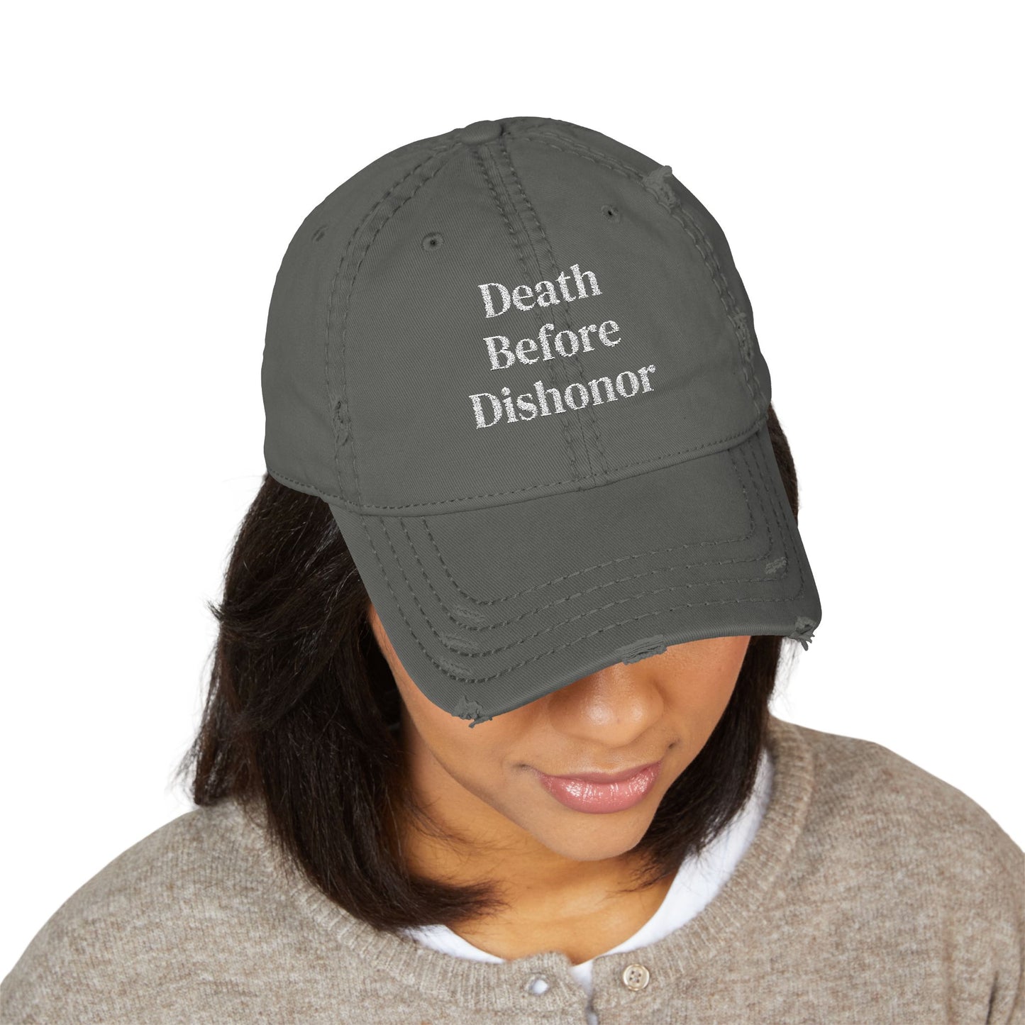 "Death Before Dishonor" Distressed Embroidered Hat