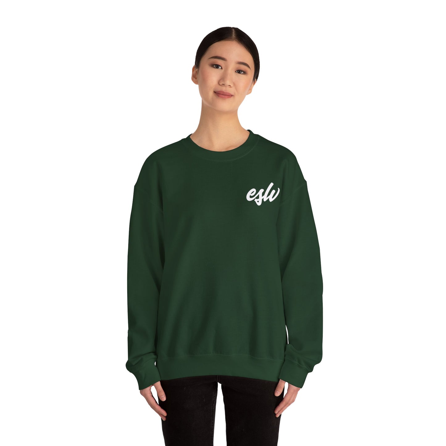 ESW Script Crewneck Sweatshirt — Minimal Logo Black Pullover