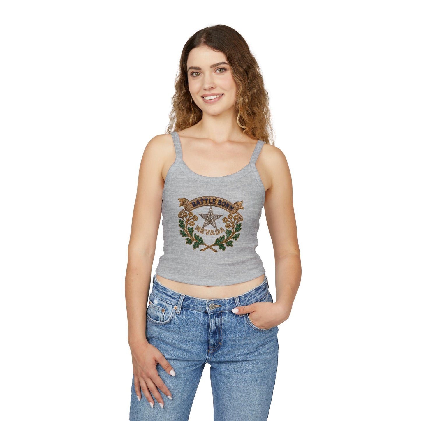 "Beefy-T® Battle Born Crest" Spaghetti Strap Tank