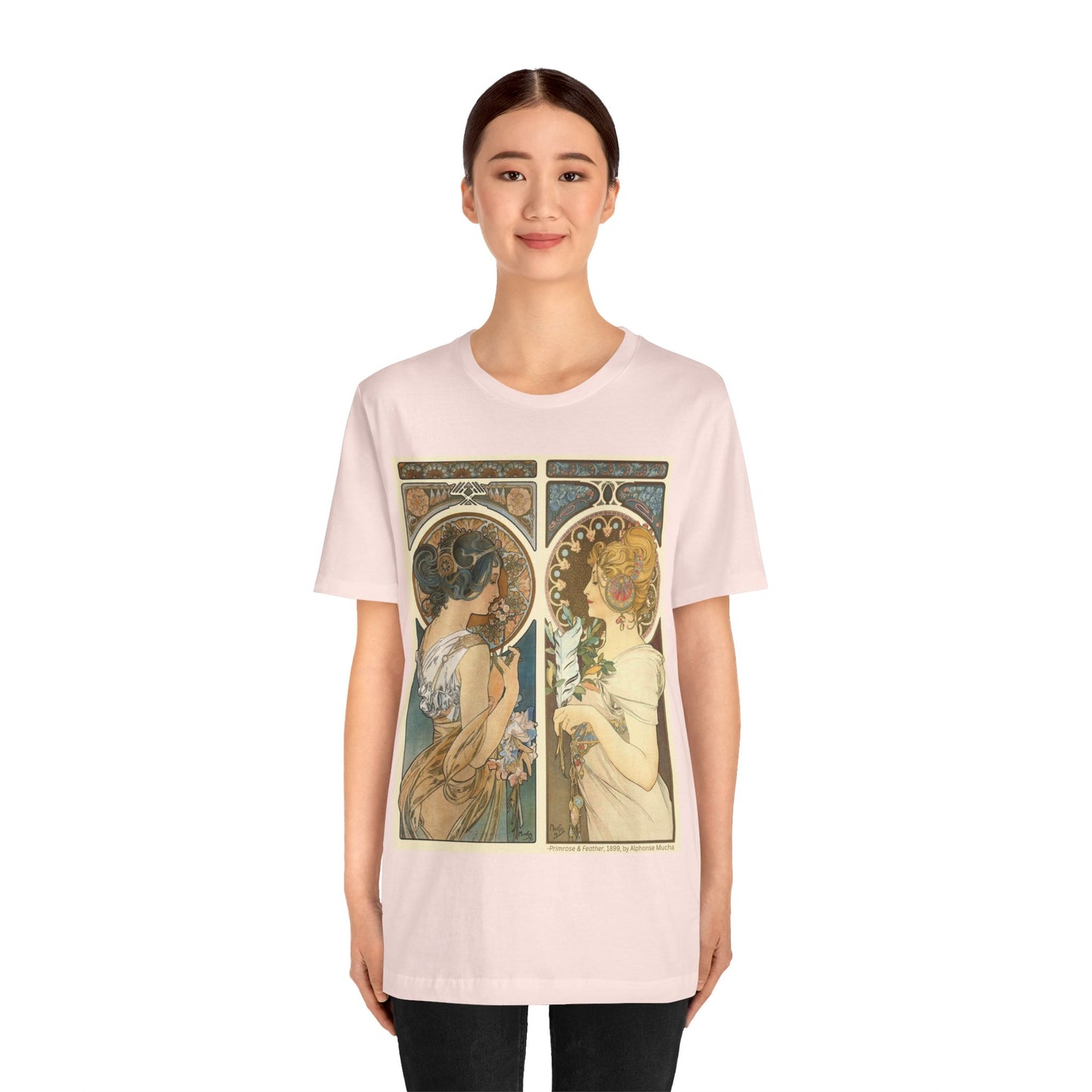 "Primrose & Feather, 1899, Alphonse Mucha" T-Shirt
