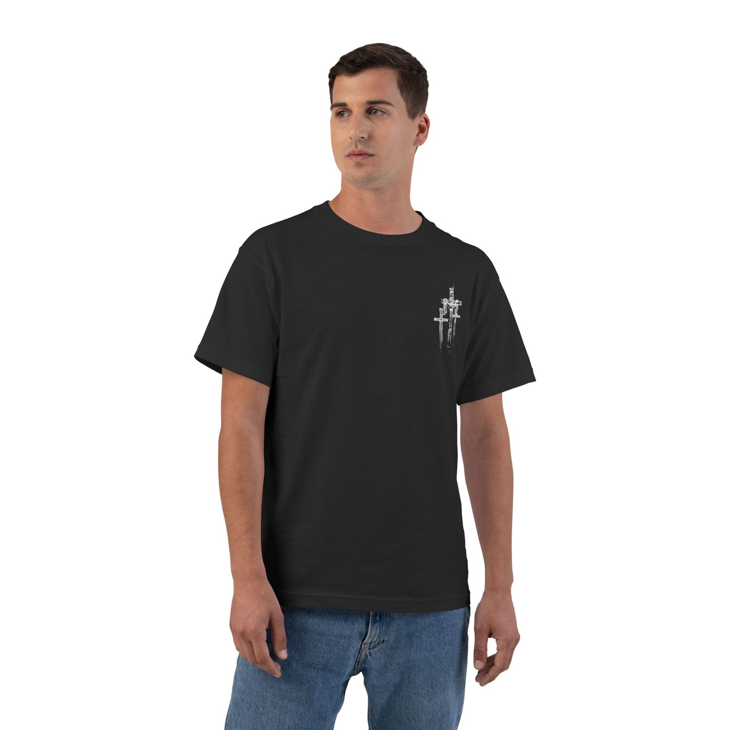 "Beefy-T® 3 Crosses Sketch" T-Shirt