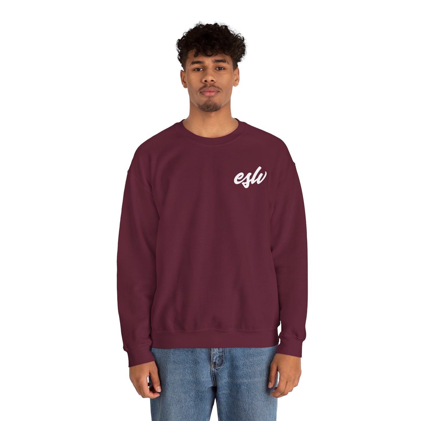 ESW Script Crewneck Sweatshirt — Minimal Logo Black Pullover