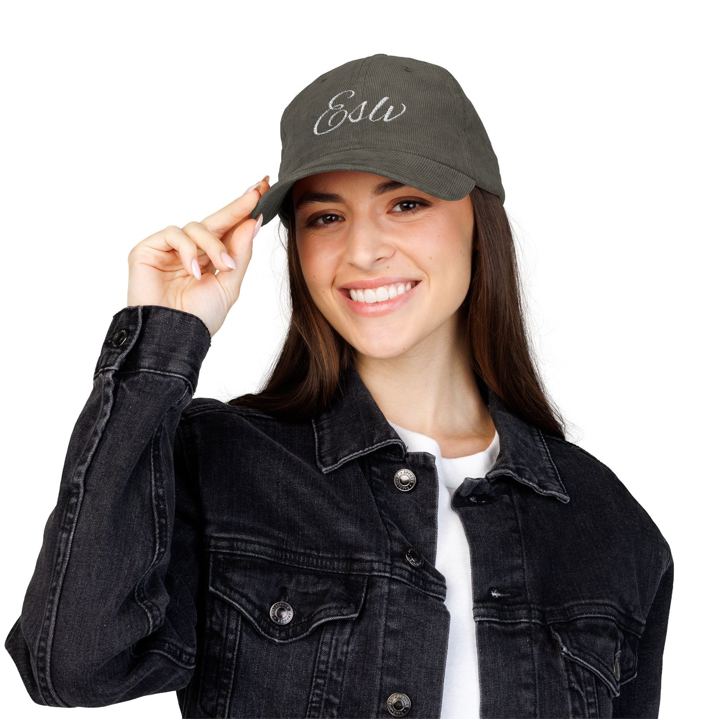 "ESLV" Corduroy Embroidered Hat