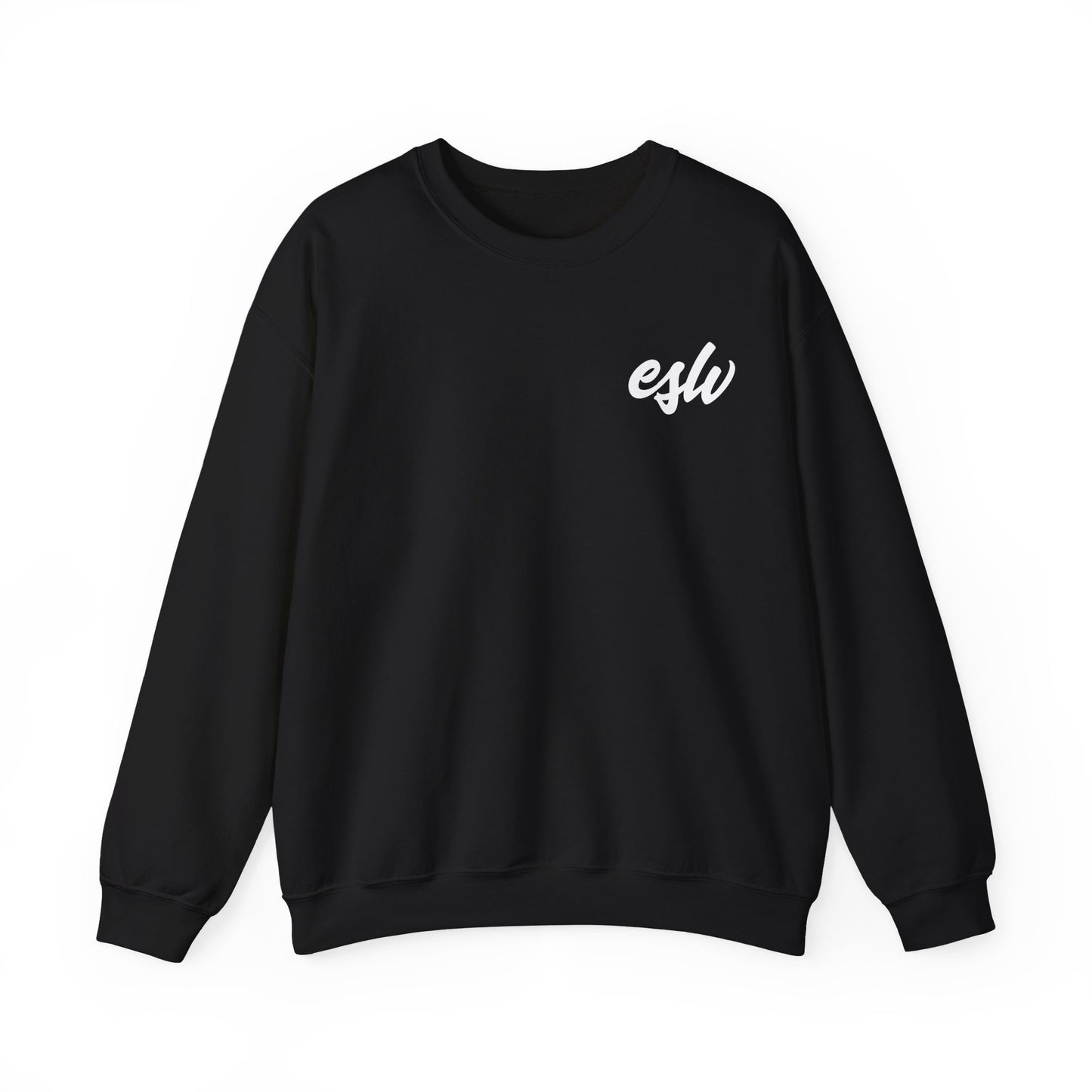 ESW Script Crewneck Sweatshirt — Minimal Logo Black Pullover