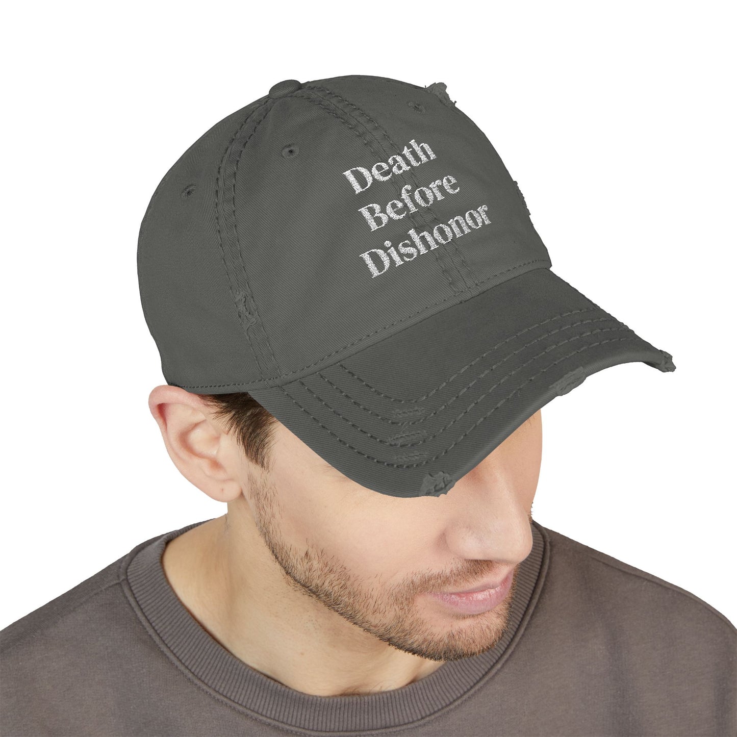 "Death Before Dishonor" Distressed Embroidered Hat