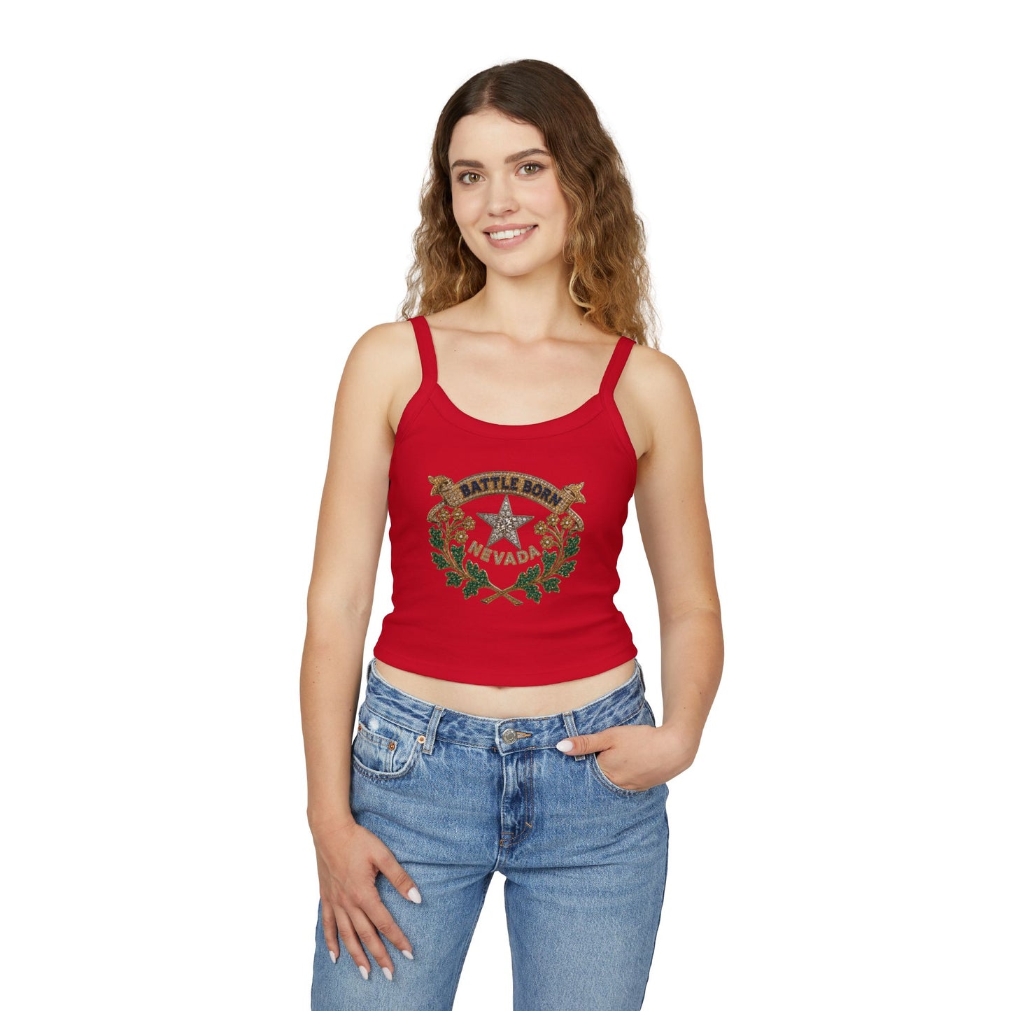 "Beefy-T® Battle Born Crest" Spaghetti Strap Tank