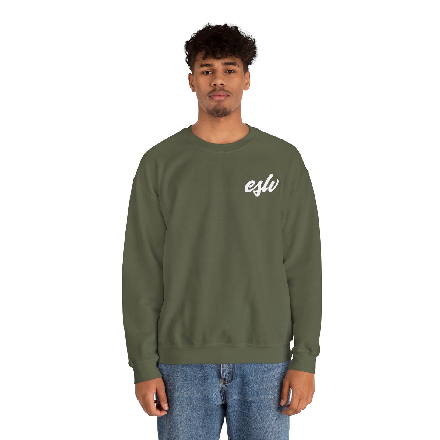 ESW Script Crewneck Sweatshirt — Minimal Logo Black Pullover