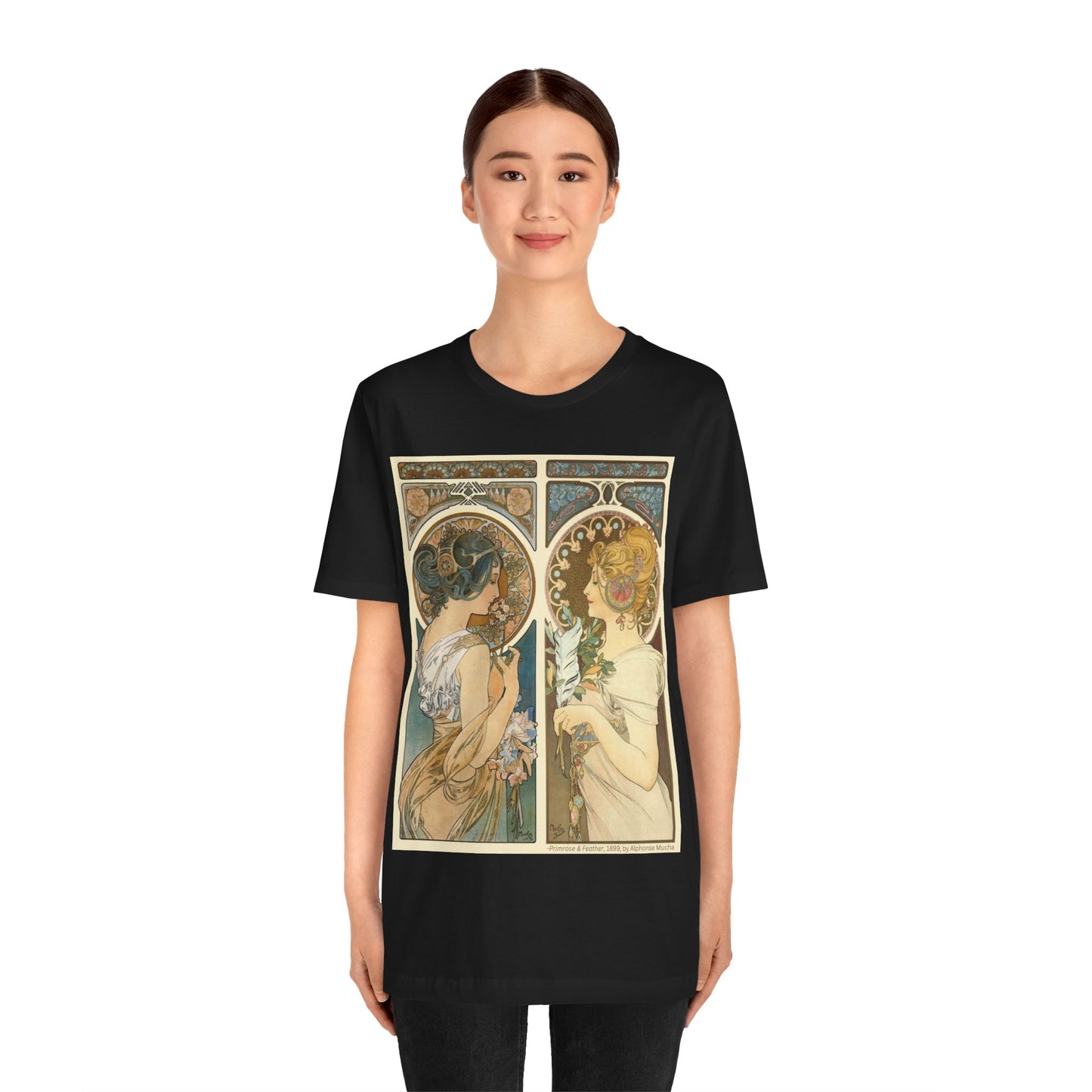 "Primrose & Feather, 1899, Alphonse Mucha" T-Shirt