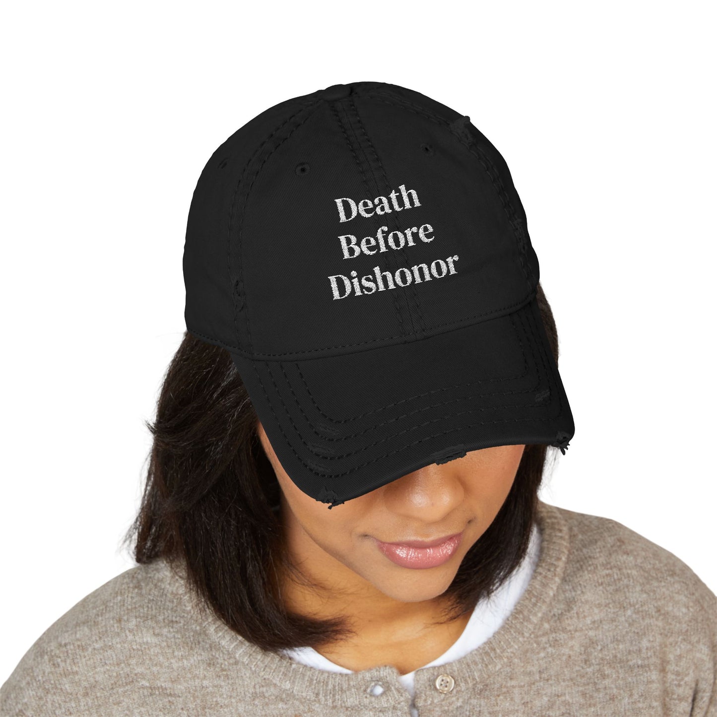 "Death Before Dishonor" Distressed Embroidered Hat